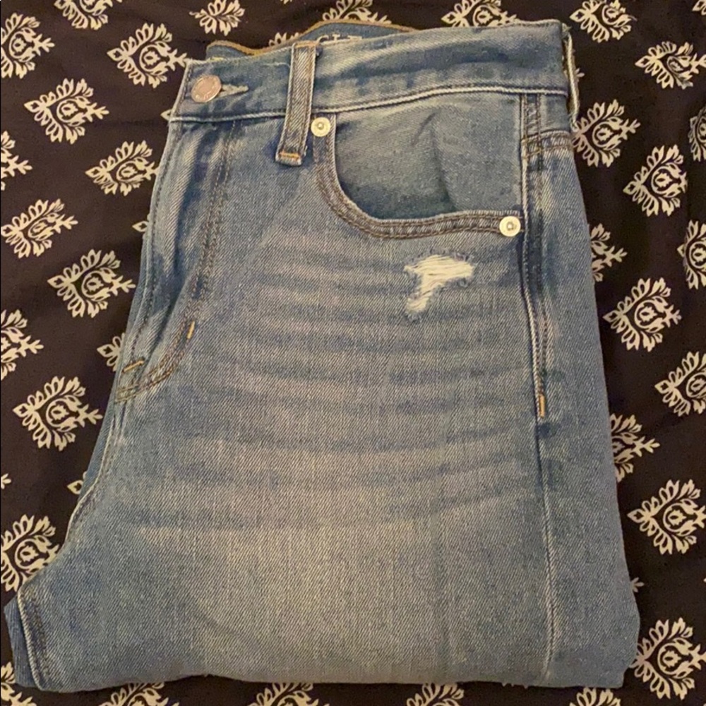 Distressed mom jeans